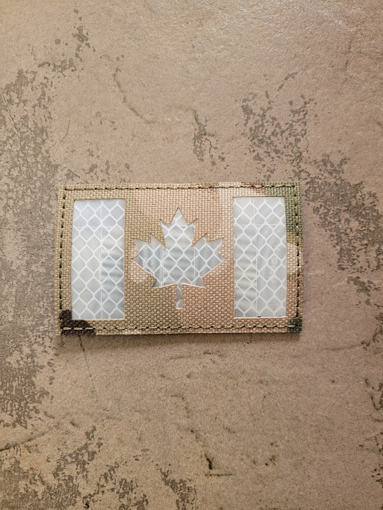 Canadian Flag MC Cut out over Reflective Panel