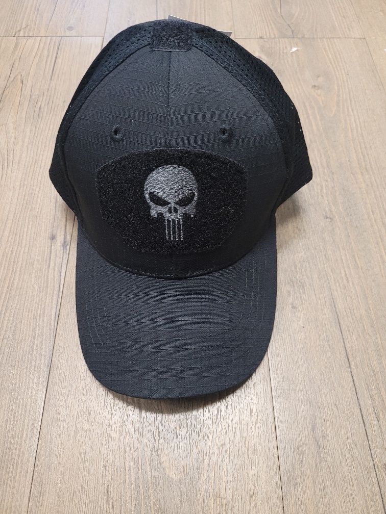Ball Cap with Velcro Punisher logo Black