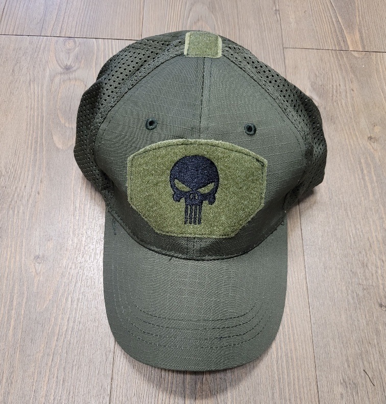 Ball Cap with Velcro Punisher logo Green