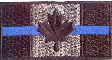 Canada Flag Patch, Black and Greyw thin Blue Line Small