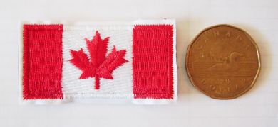 Canada Flag Patch, Red and White, Small Velcro