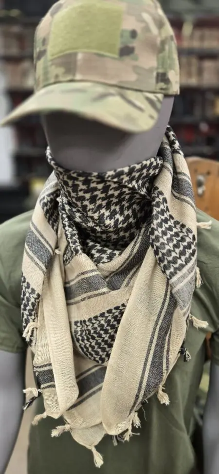 Shemagh, Desert Scarf, Tan/Black