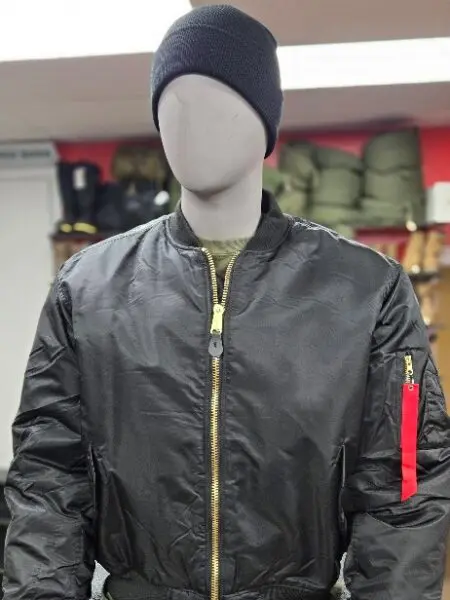 Bomber Jacket Black Nylon - MA1  Large