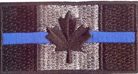 Canada Flag Patch, Black and Grey thin Blue Line Small